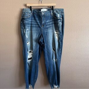 Torrid Blue Boyfriend Jeans with Distressed Rips Size 22
